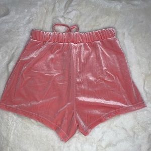 Pink velvet shorts